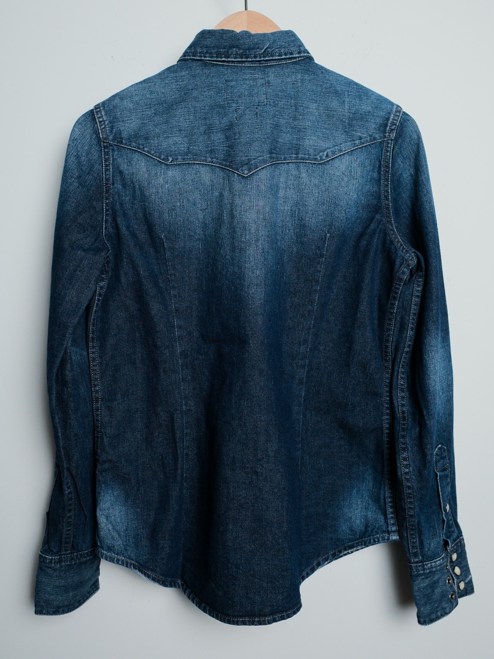 Final! Ralph Lauren RRL Style Western Denim Snap Shirt Mother of Pearl NWOT - Picture 5 of 13
